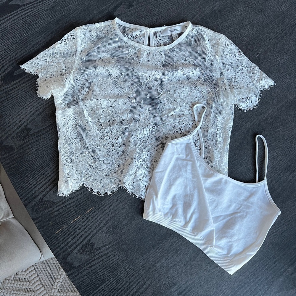 Lace Crop Top and Bralette Set